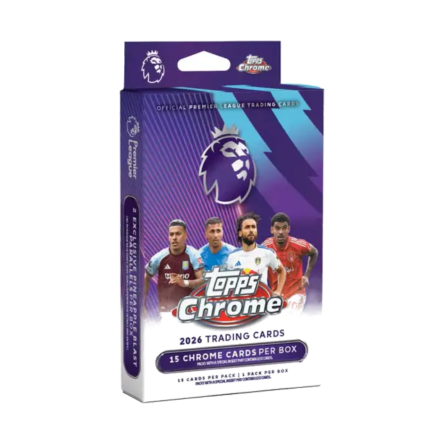 Hanger 2026 Topps Chrome Premier League Soccer Trading Cards 15 Cards Booster Pack